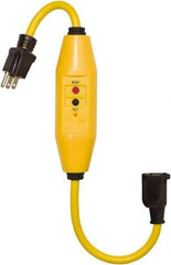 Tower - 1 Outlet, 125 Volt, 15 Amp Rating, 4 to 6mA Max Surge, Plug In, Automatic, Commercial, Industrial GFCI - 1-1/2 Ft. Long Cord, 5-15P and R NEMA Configuration, Polycarbonate Housing - Exact Industrial Supply