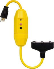 Tower - 3 Outlet, 125 Volt, 15 Amp Rating, 4 to 6mA Max Surge, Plug In, Manual, Commercial, Industrial GFCI - 2 Ft. Long Cord, 5-15P and (3)R NEMA Configuration, Polycarbonate Housing - Exact Industrial Supply