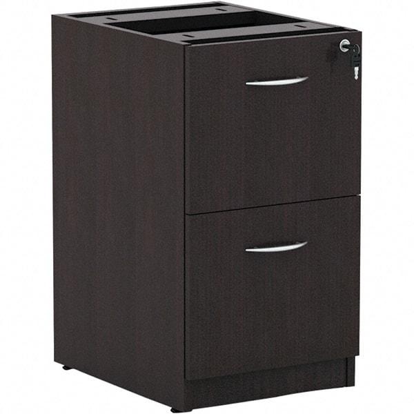 ALERA - 15" Wide x 28-1/2" High x 20-1/2" Deep, 2 Drawer Pedestal - Woodgrain Laminate, Espresso - Exact Industrial Supply