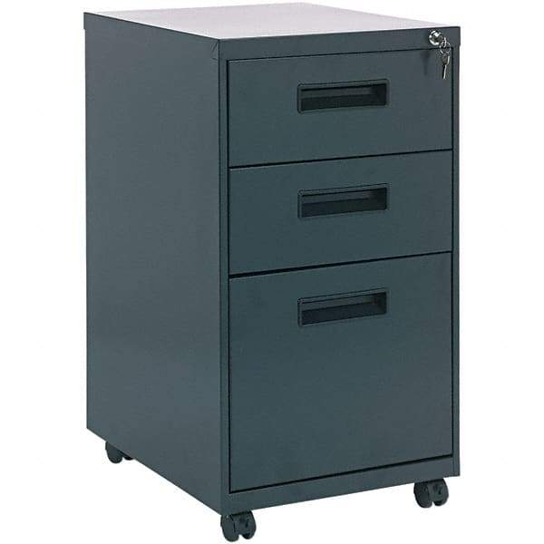 ALERA - 14" Wide x 27-3/4" High x 19-1/8" Deep, 3 Drawer Pedestal - Steel, Charcoal - Exact Industrial Supply