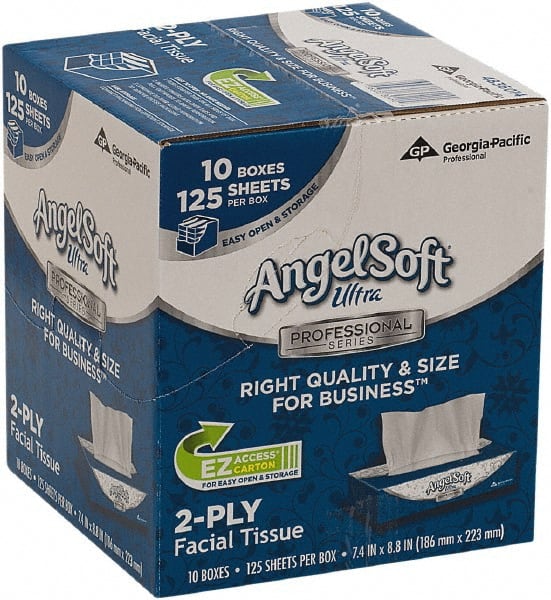 Georgia Pacific - Case of (10) 125-Sheet Flat Boxes of White Facial Tissues - Exact Industrial Supply