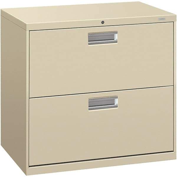 Hon - 30" Wide x 28.38" High x 19-1/4" Deep, 2 Drawer Lateral File - Steel, Putty - Exact Industrial Supply