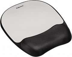 FELLOWES - 7-15/16" x 9-1/4" Black & Silver Mouse Pad/Wrist Rest - Use with Computer, Laptop - Exact Industrial Supply