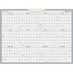 AT-A-GLANCE - 1 Sheet, 24 x 18", Erasable Wall Calendar - Gray, White & Orange - Exact Industrial Supply