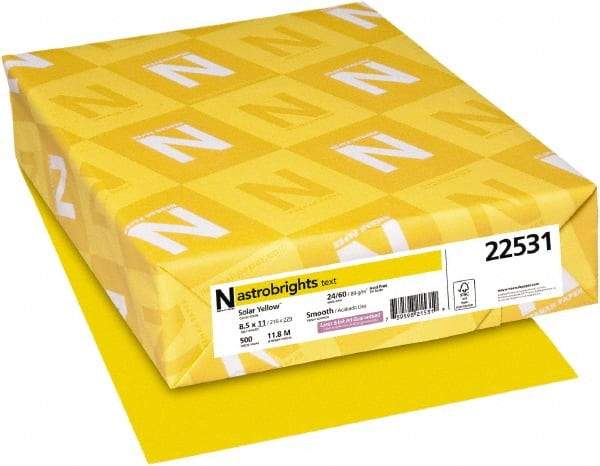 Neenah Paper - Solar Yellow Colored Copy Paper - Use with Laser Printers, Inkjet Printers, Copiers - Exact Industrial Supply