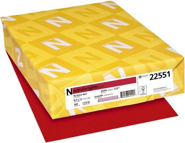 Neenah Paper - 8-1/2" x 11" Red Colored Copy Paper - Use with Laser Printers, Inkjet Printers, Copiers - Exact Industrial Supply