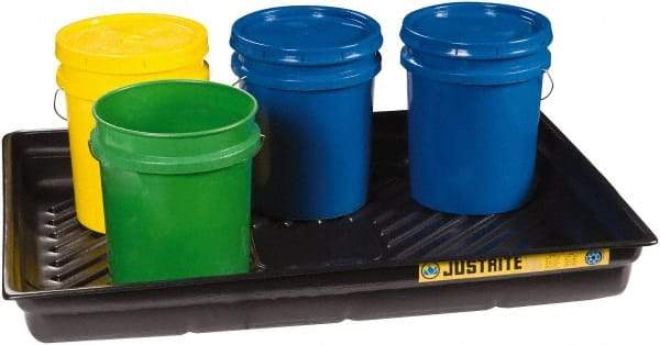 Justrite - 29 Gallon Capacity, 33 Inch Long x 47 Inch Wide, Polyurethane Spill Tray - 33 Inch Diameter, 5-1/2 Inch High, Black - Exact Industrial Supply