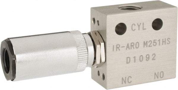 ARO/Ingersoll-Rand - 1/8" Inlet x 1/8" Outlet, Pilot Actuator, Spring Return, 2 Position, Body Ported Solenoid Air Valve - 0.25 CV, 3 Way, 140 psi, 122° Max Temp, 15° Min Temp - Exact Industrial Supply