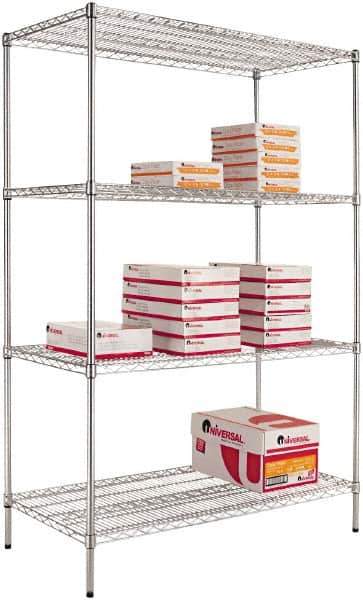ALERA - 4 Shelf Wire Shelving - Starter Unit - 24" Deep x 72" High, - Exact Industrial Supply
