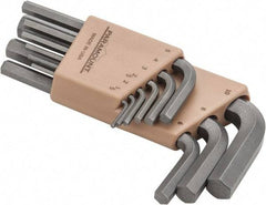 Paramount - 9 Piece L-Key Short Arm Hex Key Set - Hex Range 1.5 to 10mm, Steel - Exact Industrial Supply