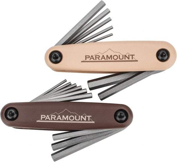 Paramount - 16 Piece Fold-Up Hex Key Set - Hex Range 5/64 to 1/4", Steel - Exact Industrial Supply