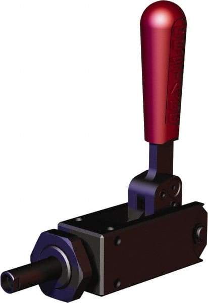 De-Sta-Co - 1,124.05 Lb Load Capacity, Flanged Base, Carbon Steel, Standard Straight Line Action Clamp - 2 Mounting Holes, 0.22" Mounting Hole Diam, 0.35" Plunger Diam, Straight Handle - Exact Industrial Supply