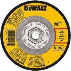 DeWALT - 24 Grit, 6" Wheel Diam, 1/4" Wheel Thickness, Type 27 Depressed Center Wheel - Aluminum Oxide, Resinoid Bond, 10,100 Max RPM - Exact Industrial Supply
