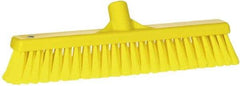 Vikan - 16" Fine Particle Synthetic Push Broom - 2" Bristle Length, Plastic Block, European Threaded Handle Connection - Exact Industrial Supply