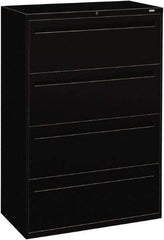 Hon - 36" Wide x 53-1/4" High x 19-1/4" Deep, 4 Drawer Lateral File - Steel, Black - Exact Industrial Supply