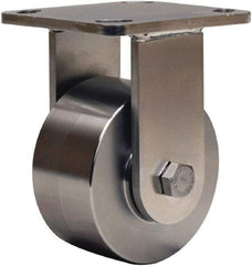 Hamilton - 4" Diam x 2" Wide x 5-5/8" OAH Top Plate Mount Rigid Caster - Forged Steel, 850 Lb Capacity, Delrin Bearing, 4 x 4-1/2" Plate - Exact Industrial Supply