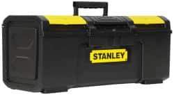 Stanley - 3 Compartment Tool Box - 23-5/16" Wide x 11" Deep x 10-5/32" High, Polypropylene, Black/Yellow - Exact Industrial Supply