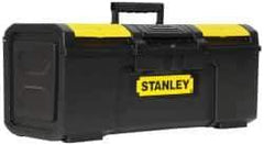 Stanley - 3 Compartment Tool Box - 23-5/16" Wide x 11" Deep x 10-5/32" High, Polypropylene, Black/Yellow - Exact Industrial Supply