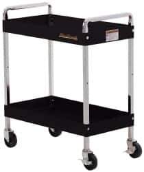 Blackhawk by Proto - 350 Lb Capacity, 30" Wide x 16" Long x 35-1/2" High Standard Utility Cart - 2 Shelf, Steel, Swivel Casters - Exact Industrial Supply