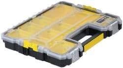Stanley - 18-13/32" Wide x 13-29/32" High x 2-29/32" Deep, Shallow Small Parts Storage Box - Polypropylene Resin Frame, 10 Compartments, 3-1/4" Wide x 2" High x 5-3/8" Deep Bin - Exact Industrial Supply