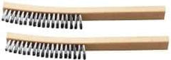 Ability One - 4 Rows x 1 Column Steel Plater's Brush - 13" OAL, 1" Trim Length, Wood Curved Handle - Exact Industrial Supply