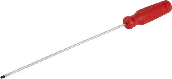 Proto - 286mm OAL Cabinet Slotted Screwdriver - 203mm Blade Length, Round Shank, Ergonomic Handle - Exact Industrial Supply