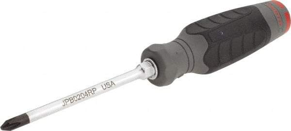 Proto - #2, 4-1/4" OAL, Standard Phillips Screwdriver - 4" Blade Length, Round Shank, Ergonomic Handle - Exact Industrial Supply