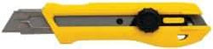 Stanley - Snap Utility Knife - 4-3/8" Blade, Yellow, Silver & Black Elastomer Plastic Handle, 1 Blade Included - Exact Industrial Supply