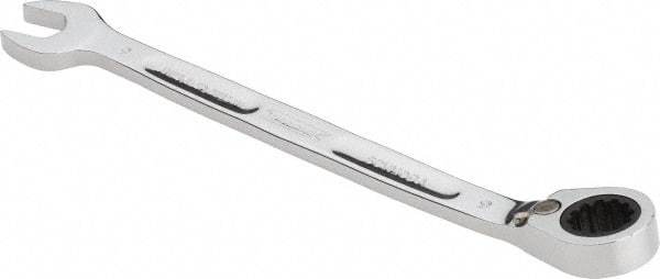 Proto - 9mm 12 Point Combination Wrench - 15° Head Angle, 5-43/64" OAL, Steel, Chrome Finish - Exact Industrial Supply
