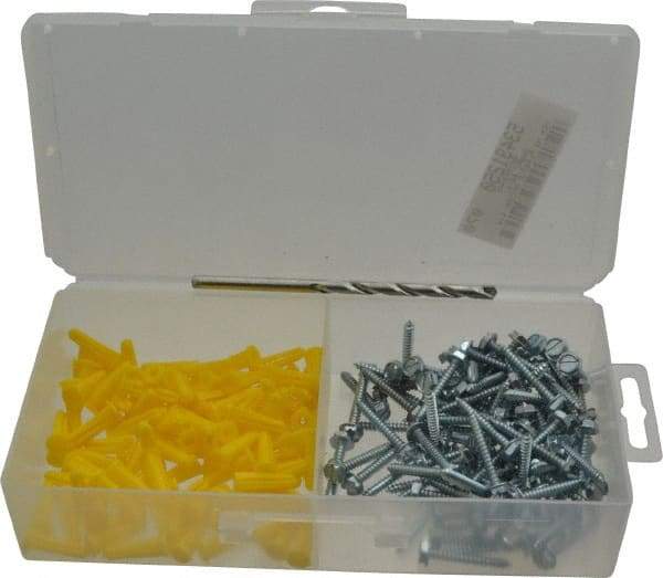 Value Collection - 200 Piece, #6 to 8 Screw, Plastic & Steel Hex Drive Anchor Assortment - Zinc Plated, 3/4" Long - Exact Industrial Supply