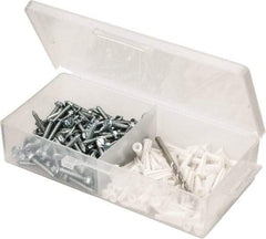 Value Collection - 200 Piece, #8 to 10 Screw, Plastic & Steel Hex Drive Anchor Assortment - Zinc Plated, 7/8" Long - Exact Industrial Supply