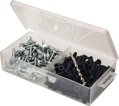 Value Collection - 200 Piece, #10 to 12 Screw, Plastic & Steel Hex Drive Anchor Assortment - Zinc Plated, 1" Long - Exact Industrial Supply