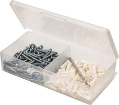 Value Collection - 200 Piece, #8 to 10 Screw, Plastic & Steel Slotted/Phillips Drive Anchor Assortment - Zinc Plated, 7/8" Long - Exact Industrial Supply