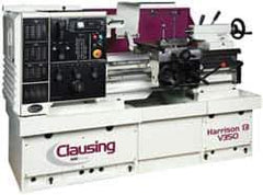 Clausing - 13-3/4" Swing, 25-1/4" Between Centers, 230 Volt, Triple Phase Engine Lathe - 4MT Taper, 10 hp, 17 to 3,250 RPM, 1-5/8" Bore Diam, 53" Deep x 65" High x 80" Long - Exact Industrial Supply