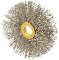 Osborn - 3" OD, 1/2" Arbor Hole, Crimped Stainless Steel Wheel Brush - 1/4" Face Width, 1" Trim Length, 0.008" Filament Diam, 20,000 RPM - Exact Industrial Supply