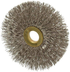 Osborn - 3" OD, 1/2" Arbor Hole, Crimped Stainless Steel Wheel Brush - 1/4" Face Width, 1" Trim Length, 0.014" Filament Diam, 20,000 RPM - Exact Industrial Supply