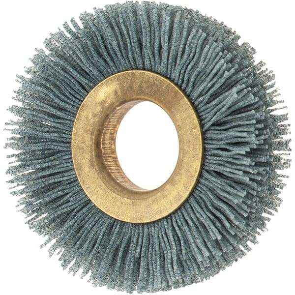 Osborn - 2" OD, 5/8" Arbor Hole, Crimped Nylon Wheel Brush - 3/8" Face Width, 7/16" Trim Length, 0.022" Filament Diam, 15,000 RPM - Exact Industrial Supply