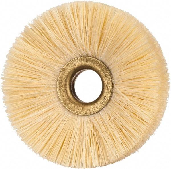 Osborn - 2-1/2" OD, 1/2" Arbor Hole, Natural Fiber Wheel Brush - 5/16" Face Width, 3/4" Trim Length, 20,000 RPM - Exact Industrial Supply