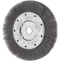 Osborn - 6" OD, 5/8" Arbor Hole, Crimped Steel Wheel Brush - 5/8" Face Width, 1-1/8" Trim Length, 0.008" Filament Diam, 6,000 RPM - Exact Industrial Supply