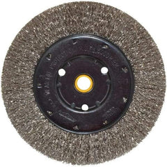 Osborn - 6" OD, 1/2 & 5/8" Arbor Hole, Crimped Stainless Steel Wheel Brush - 5/8" Face Width, 1-1/8" Trim Length, 0.0104" Filament Diam, 6,000 RPM - Exact Industrial Supply