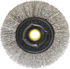 Osborn - 4" OD, 1/2 & 5/8" Arbor Hole, Crimped Stainless Steel Wheel Brush - 3/8" Face Width, 13/16" Trim Length, 0.0104" Filament Diam, 6,000 RPM - Exact Industrial Supply