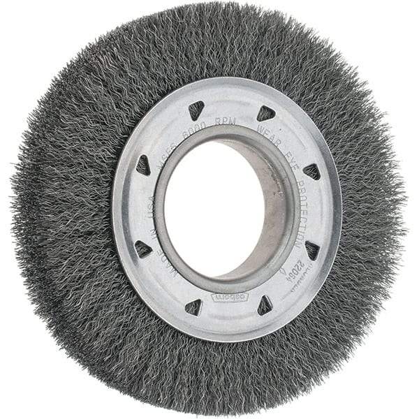 Osborn - 6" OD, 2" Arbor Hole, Crimped Steel Wheel Brush - 7/8" Face Width, 1" Trim Length, 0.0104" Filament Diam, 6,000 RPM - Exact Industrial Supply