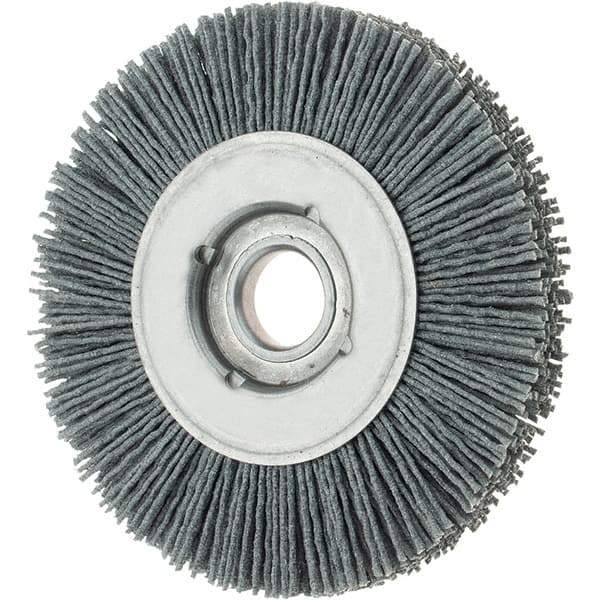 Osborn - 4" OD, 5/8" Arbor Hole, Crimped Nylon Wheel Brush - 5/8" Face Width, 3/4" Trim Length, 0.04" Filament Diam, 12,000 RPM - Exact Industrial Supply