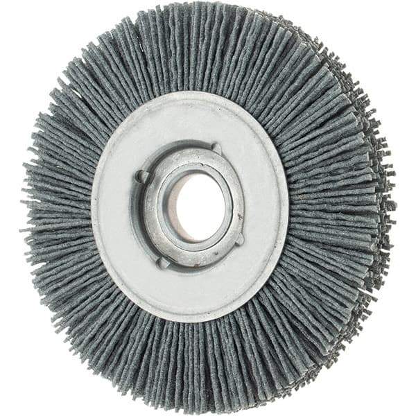 Osborn - 4" OD, 5/8" Arbor Hole, Crimped Nylon Wheel Brush - 5/8" Face Width, 3/4" Trim Length, 0.035" Filament Diam, 12,000 RPM - Exact Industrial Supply