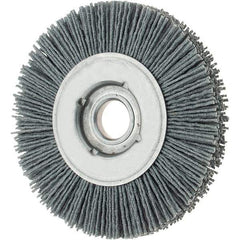Osborn - 4" OD, 5/8" Arbor Hole, Crimped Nylon Wheel Brush - 5/8" Face Width, 3/4" Trim Length, 0.035" Filament Diam, 12,000 RPM - Exact Industrial Supply