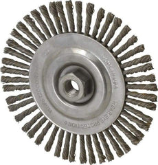 Osborn - 6-1/2" OD, 5/8-11 Arbor Hole, Knotted Steel Wheel Brush - 1/4" Face Width, 1-7/32" Trim Length, 0.02" Filament Diam, 12,000 RPM - Exact Industrial Supply