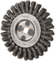 Osborn - 6" OD, 5/8" Arbor Hole, Knotted Steel Wheel Brush - 5/8" Face Width, 1-1/4" Trim Length, 0.0118" Filament Diam, 9,000 RPM - Exact Industrial Supply
