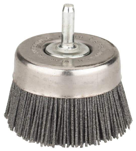 Osborn - 2-1/2" Diam, 1/4" Shank Straight Wire Silicon Carbide Cup Brush - Medium Grade, 1" Trim Length, 5,000 Max RPM - Exact Industrial Supply