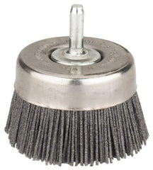 Osborn - 2-1/2" Diam, 1/4" Shank Straight Wire Silicon Carbide Cup Brush - Medium Grade, 1" Trim Length, 5,000 Max RPM - Exact Industrial Supply
