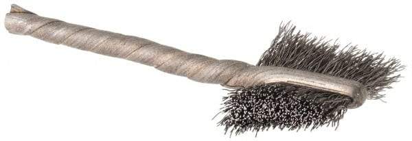 Osborn - 5/8" Diam Flat Stainless Steel Tube Brush - 0.005" Filament Diam, 5/8" Brush Length, 2-1/4" OAL, 1/8" Diam Shank - Exact Industrial Supply